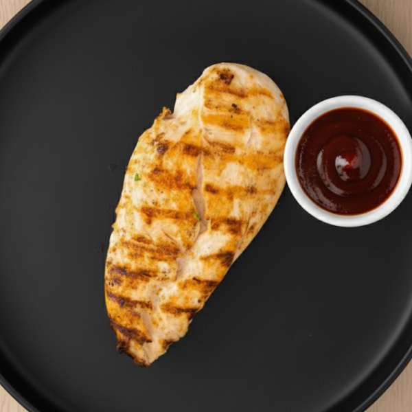 Gegrillte Hähnchenbrust in Scheiben + BBQ-Sauce