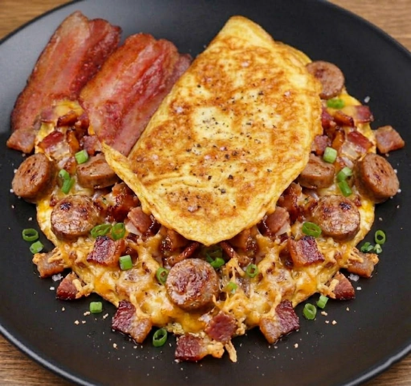 Großes Fleisch- und Käseomelett