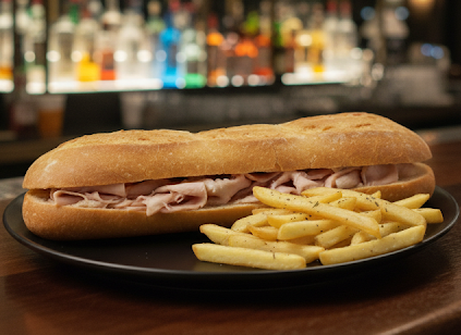 Ham Sandwich mit Pommes