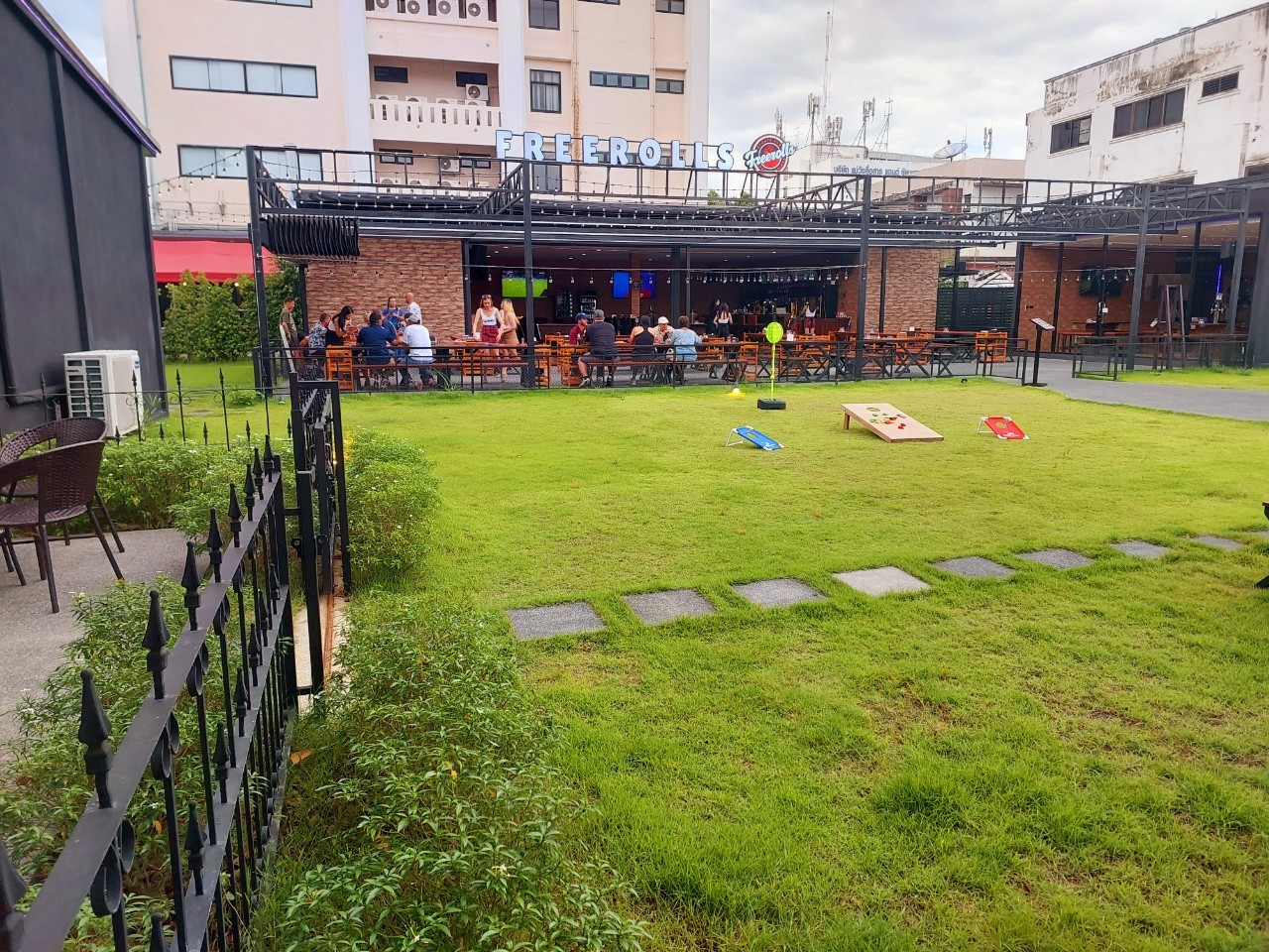 Green grass beer garden in chiang mai