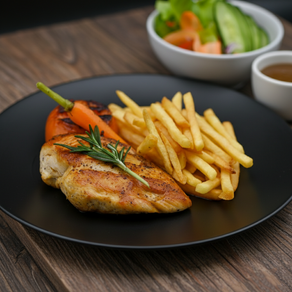 Hähnchensteak mit Pommes