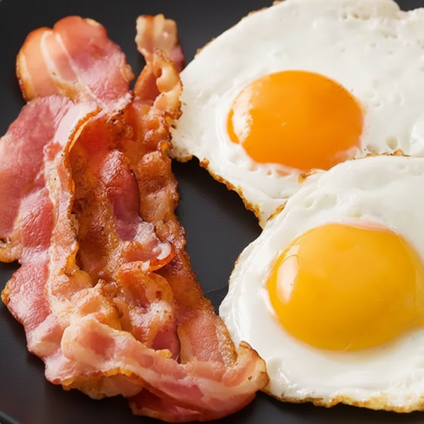 2 Spiegeleier und 2 Baconscheiben